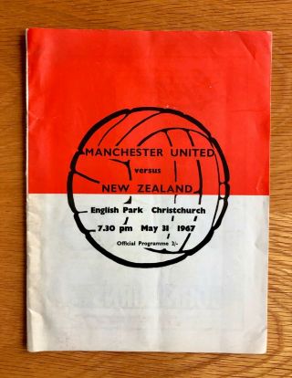 Zealand V Manchester United Programme 31 May 1967 Christchurch Nz Very Rare