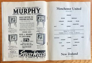 Zealand v Manchester United programme 31 May 1967 Christchurch NZ Very Rare 8