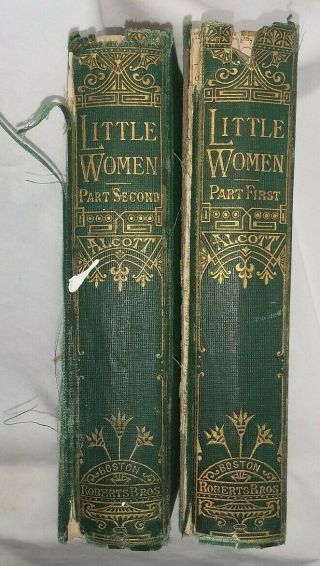 Very Rare Complete Antique 2 Volume Little Women Louisa May Alcott Boston Issue