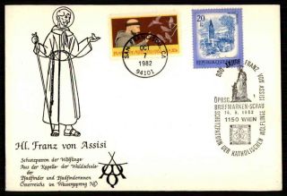 Austria Usa Mk 1982 Saint St.  Francis Of Assisi Asis Maxi Card Mc Cm Rare Dw06