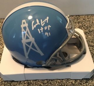 Earl Campbell Signed Houston Oilers Mini Helmet (rare Blue) Hof 91 W/ Beckett
