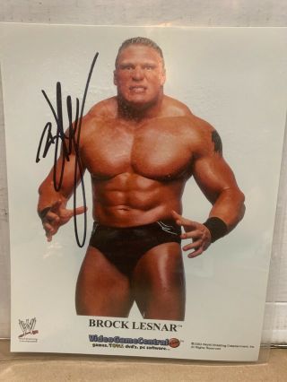 Brock Lesnar Hand Signed Wwe Wrestling 8x10 Promo Photo Rare