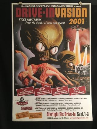 Invasion Of The Saucer Men Drive In Movie Poster One Sheet Rare Tcm Sci - Fi