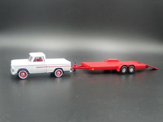 1965 Chevy Pickup Truck W/ Flatbed Trailer Rare 1:64 Scale Diecast Model Set