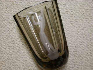 Rare & Orrefors Crystal Vase W/ Etched Nude Signed By Simon Gate 1930s