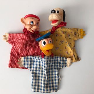 Rare Vintage Hand Puppet 1960s Gund Swedlin Disney - Dopey Donald Duck & Pluto