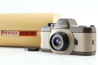 [near Mint] Rare Pentax Auto 110 Marron Slr W/ 24mm F/2.  8 Lens,  Case From Japan