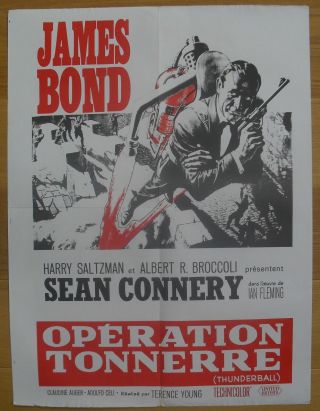 James Bond 007 Thunderball French Movie Poster R70s Rare Silkscreened