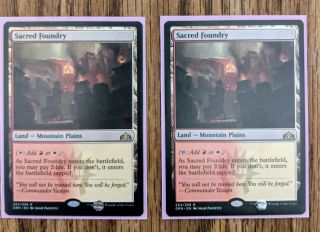 Mtg Sacred Foundry X2 Nm Grn - Guilds Of Ravnica Near 2