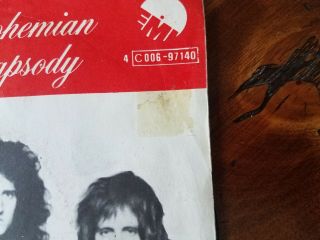 Rare Queen Freddie Mercury Bohemian Rhapsody 45 picture sleeve Belgium 3