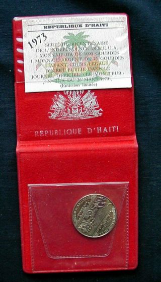 1973/4 Haiti Rare Silver Proof Coin 25 Gourdes Unc Great Patina In Official Box