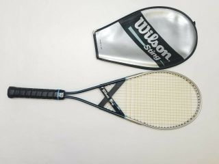 Rare Style Wilson Sting Tennis Racquet Unusual Head Racket 4 1/2 " Grip - W/ Cover