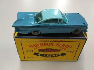 RARE Matchbox Lesney Chevrolet Impala 57 blue base SPW NM in C box 2