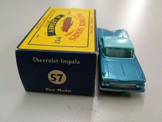 RARE Matchbox Lesney Chevrolet Impala 57 blue base SPW NM in C box 3