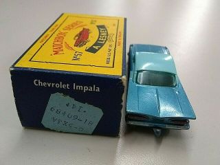 RARE Matchbox Lesney Chevrolet Impala 57 blue base SPW NM in C box 4