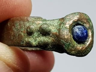 Fantastic Extremely Rare Ancient Roman Bronze Ring Rare Stone.  9,  2 Gr.  19mm