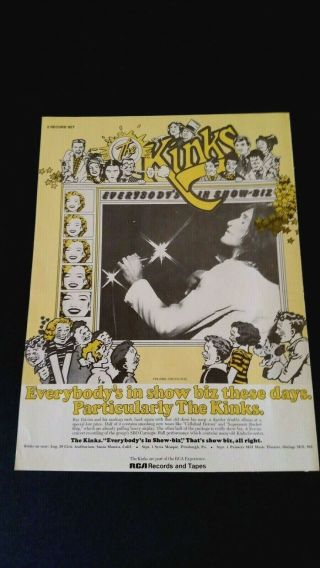 The Kniks " Celluloid Heroes " (1972) Rare Print Promo Poster Ad