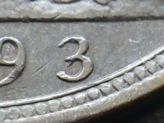 Victoria 1893 Over 2 One Penny (vf) Rare