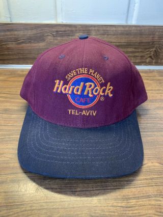 Vintage Hard Rock Cafe Tel - Aviv Israel Snapback Adult Hat Cap Red/blue Rare Usa