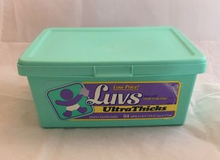 Vintage 1998 Luvs Ultra Thick Diaper Wipes Wipe Container Rare Prop Staging 4