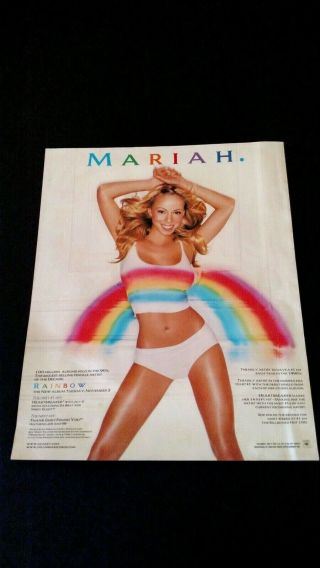 Mariah Carey " Rainbow " (1999) Rare Print Promo Poster Ad