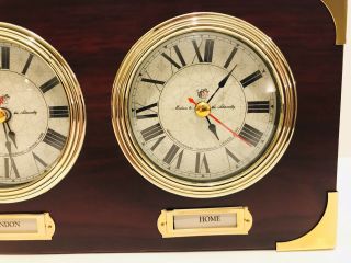 Rare Collector ' s Piece Authentic Models Mahogany Multi - Zone World Clock 1997 2