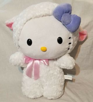 Pink Hello Kitty Door Greeter Plush In Easter Bunny Suit Purple Bow Rare Gemmy