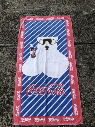 Coca Cola Coke Polar Bear Beach Towel Vintage Rare Vtg Summer