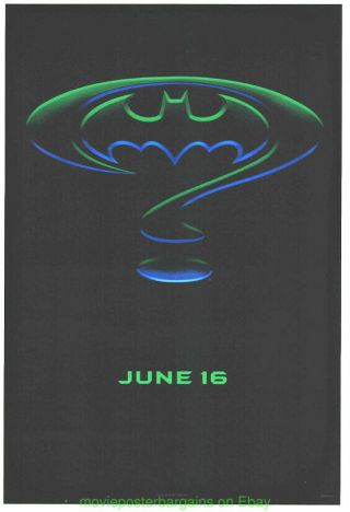 Batman Forever Movie Poster 1 Sided N.  27x40 Rare Symbol Advance
