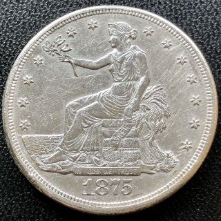 1875 S Trade Dollar Rare $1 Au Det.  19485