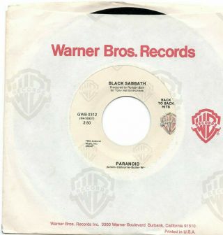 Black Sabbath Paranoid/iron Man Rare Usa Warners 2 - Track 7 " Vinyl Single