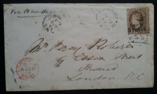 Rare 1877 South Australia Cover Ties 8 Pence Surch On 9d Stamp Adelaide - London