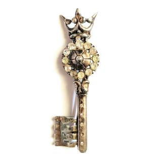 Rare Crown Trifari Sterling Key & Crown Brooch