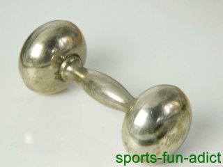 Rare Vtg Tiffany & Co " Tripp " Mini Barbell Baby Rattle Shaker Toy Sterling Silver