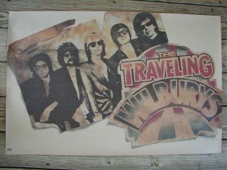 Rare 1988 Vintage Traveling Wilburys Dylan Orbison Petty Poster Parchment Style
