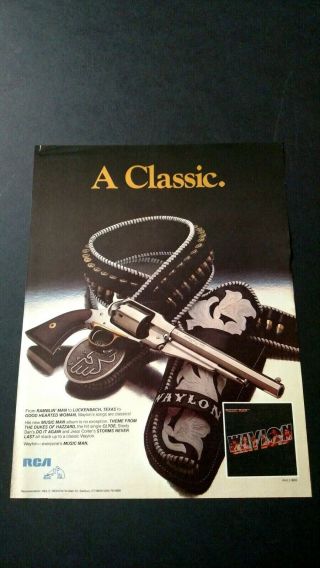 Waylon Jennings " Music Man " (1980) Rare Print Promo Poster Ad