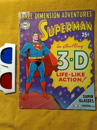 Rare,  Vintage,  1953 Superman 3 - D Comic,  Dc,  Large Size