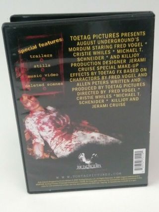 RARE August Underground ' s Mordum DVD - Underground Gore Fred Vogel 1st ISSUE 2