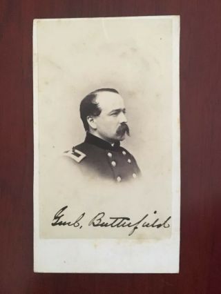 Rare Photo Cdv Of Union Civil War General Daniel Butterfield - Signed