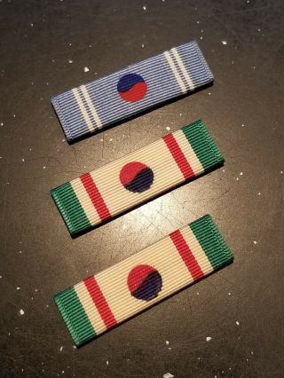 Wwii Us Army Navy Marine Korean Order Of Merit Chung Mu Ribbon Bar Set Rare