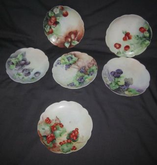 Rosenthal Claire Rc Bavaria Set Of 6 Plates Hand Painted Rare Berry Design Vtg