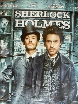 Rare 2009 Robert Downey Jr Jude Law Double Sided Theater Poster Sherlock Holmes