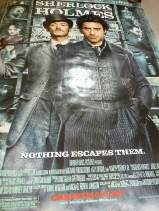 RARE 2009 ROBERT DOWNEY JR JUDE LAW DOUBLE SIDED THEATER POSTER SHERLOCK HOLMES 4
