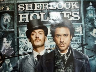 RARE 2009 ROBERT DOWNEY JR JUDE LAW DOUBLE SIDED THEATER POSTER SHERLOCK HOLMES 5