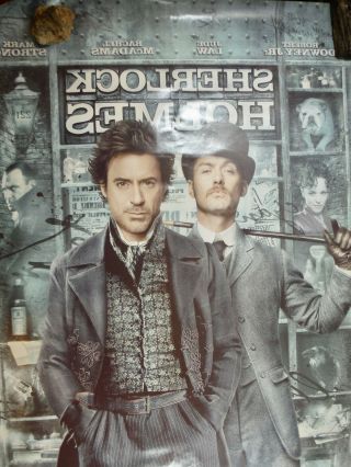 RARE 2009 ROBERT DOWNEY JR JUDE LAW DOUBLE SIDED THEATER POSTER SHERLOCK HOLMES 8