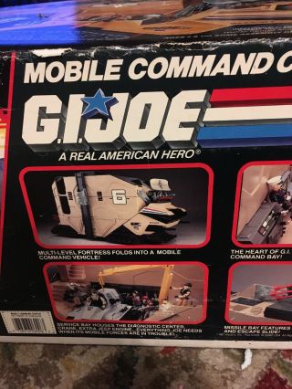 Vintage Gi Joe Mobile Command Center Box Only Rare 1987