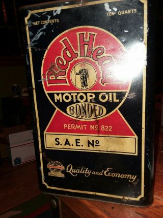 Redhead Motor Oil Can.  Bonded.  10 Quart (extremely Rare).  Holy Grale Of Oil Cans.