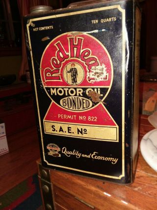 RedHead Motor Oil Can.  Bonded.  10 quart (extremely rare).  Holy Grale of oil cans. 2
