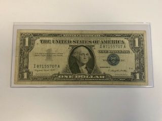 Silver Certificate $1 Dollar Bill 1957 A,  I 87155707 A,  Rare Old Money