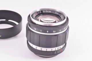 Rare Tokyo Kogaku Topcor - S lens 50mm/F2 Leica 39mm LMT screw mount 545413 5